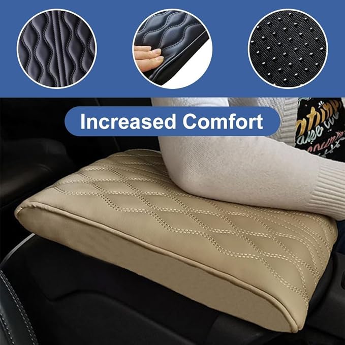 Leather Car Armrest Box Pad, 2026 New Upgrade Waterproof Universal Memory Cotton Armrest Box Pad, Center Console Lid, Car Center Console Cover for Most Vehicle, Car Accessories (Brown)