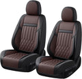 KEYOOG 2-Seater Waterproof and Breathable Nappa Leather Car Seat Covers Full Set, Fit for Front Seats of Cars, Compatible with Airbags, Car Seat Protector Covers for Most Cars - Black Coffee