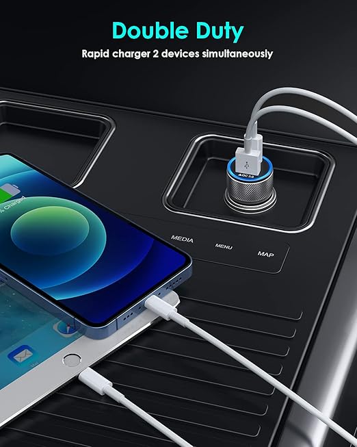 iPhone Car Charger,USB C Fast Car Charger[Apple MFi Certified] Apple Car Charging 38W Dual Port CarCharger Cigarette Lighter Adapter 2x3ft PD&QC 3.0 Lightning Cable for iPhone 14/13/12 Pro/11/Airpods