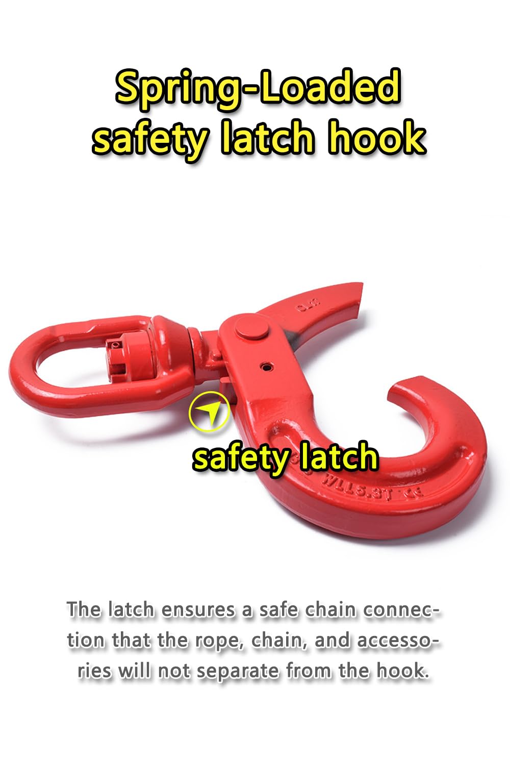 Swivel Self-Locking Hook 17636 lbs Heavy Duty Swivel Lifting Hook Swivel Lifting Hook Hoist Hook Sling Heavy Cargo 【8.0ton】