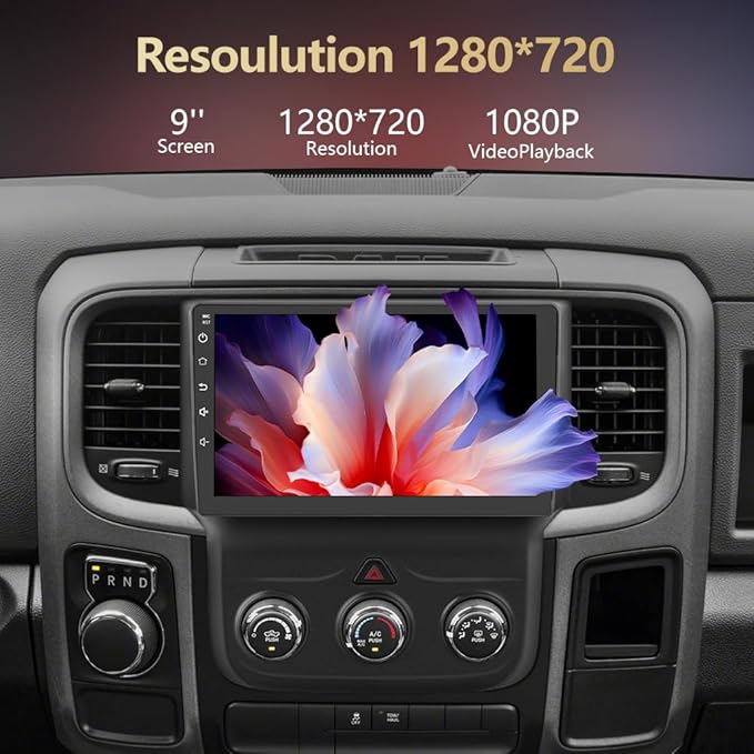 Android 13 Car Radio for Dodge RAM 1500 2500 3500 2013-2018 with Wireless CarPlay Android Auto, 9'' Touch Screen Radio Replacement 2G Ram 32G ROM(Only fit Manual AC)
