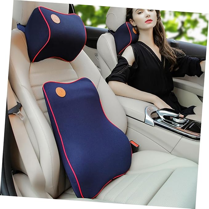 Memory Car Seat Waist Cushion Comfortable Lumbar Support Pad Blue for Auto Supplies Ergonomic Design for Driving Durable and Material
