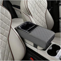 Car Center Console Armrest Pillow, Vehicle Armrest Seat Box Cushion Pad with Cup Holder & Phone Holder, Comfortable Auto Middle Console Cover, Universal for SUV RV Truck (Diamond, Gray)