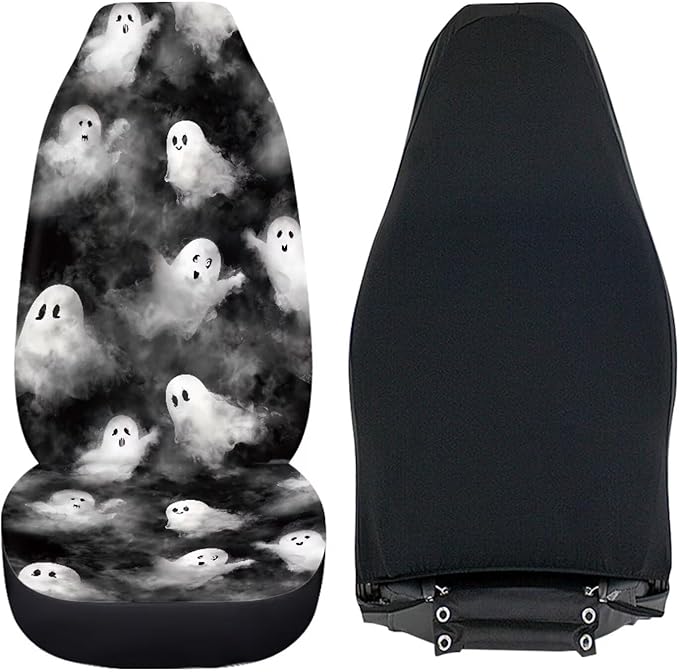 Car Seat Covers Accessories 2 Pieces Car Front Seat Covers, Universal Fit Auto Interior Bucket Seat Covers(Ghost 68)