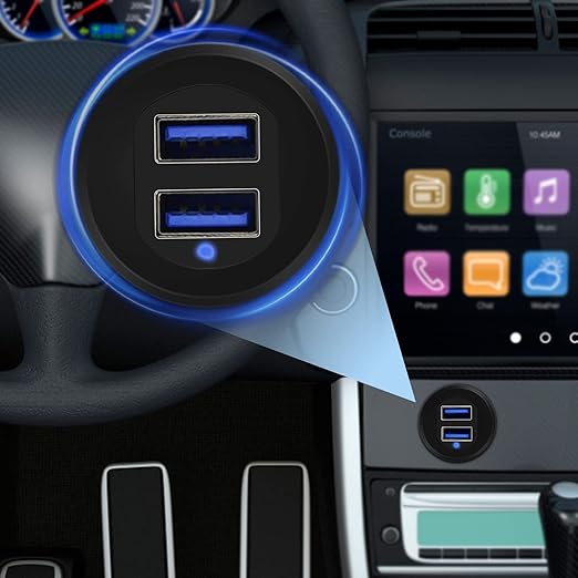 Double Port USB 3.0 Car Mount Flush Cable, USB3.0 Male to Female Car Mount Extension Cable for Boat Dashboard Panel 1ft