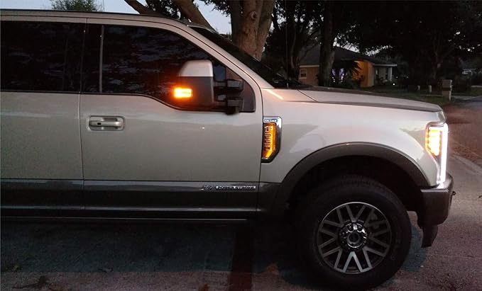 iJDMTOY Amber Yellow LED Background Illumination Kit Compatible with 2017-2021 Ford F250 F350 F450 Super Duty Side Fender Chrome Emblem
