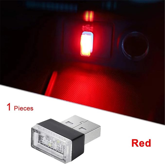 1/4/10 PCS USB LED Light Car Interior Styling Atmosphere Decorative Lamps Mini Universal Portable Ambient Lighting Kit Red Bule(10 PCS_Red)