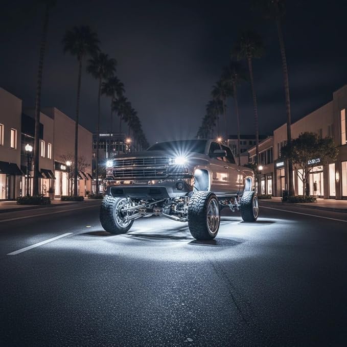 YONEDA 20 Pods White Rock Lights 6000K Pure White LED Underglow Lights IP68 Waterproof for Trucks SUV UTV ATV RZR Car Boats Motorcycle with 39.37ft Extension Wire
