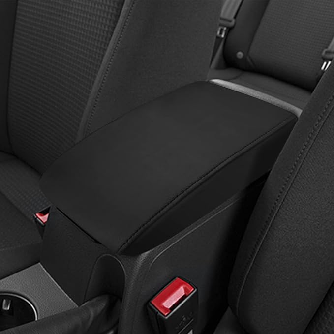 INTGET Car Center Console Armrest Cover for VW Volkswagen Jetta Accessories 2012 2013 2014 2015 2016 2017 2018 Middle Arm Rest Seat Box Cover Elbow Cushion Pad (Black, 2012-2018 B Version)