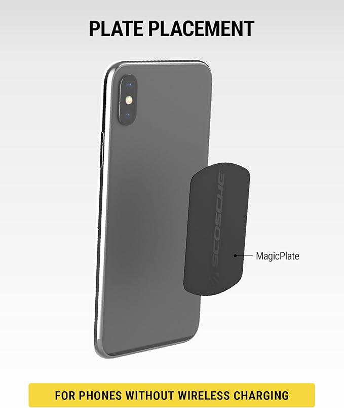 Scosche MagicMount Replacement Metal Plate Kit, Large Metal Plates with Strong Adhesive for Car Magnet Phone Mount Magnetic Cell Phone Holder, Universal Fit with All Devices and Cases, Black, 2-Pack