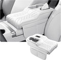 Car Armrest Storage Box for Cadillac XT4 2018–2025 2020 2021 2022 2023 2024, Sport-Style Center Console Organizer with Side Pocket, PU Leather Armrest Cushion, Elbow Support Pad,B White
