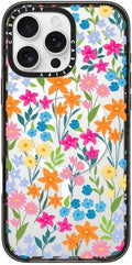 CASETiFY Impact Case for iPhone 16 Pro Max [Slim / 8.2 ft. 4X Military Grade Drop Protection/Compatible with Magsafe] - Bright Spring Flowers - Clear Black