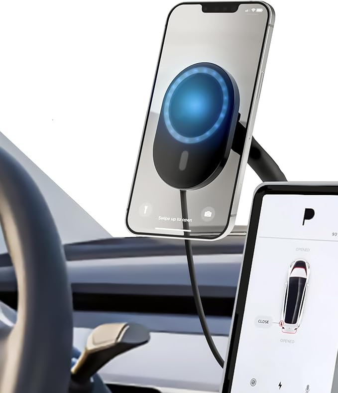 GALVANOX Phone Holder for Tesla Model 3 / Model Y - Magnetic Car Mount with Wireless Charging (Compatible with MagSafe)