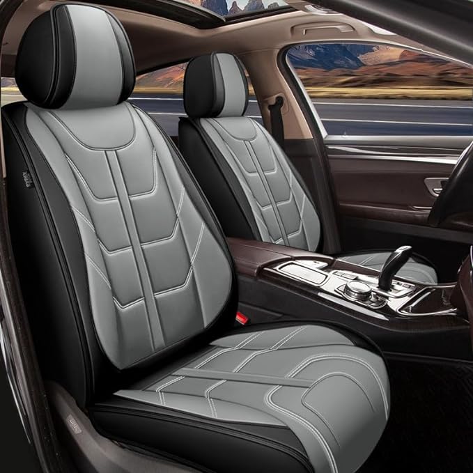 TTX LIGHTING Car Seat Covers fit for Nissan Murano 2011-2026 Front Seat: Premium Leather Automotive Seat Cover with Airbag Compatible Waterproof (2 Seats, Black & Gray)