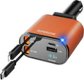 SUPERONE 【Upgraded】 Retractable Car Charger 4 in 1, Fast Car Phone Charger with Cord 2.6ft, USB C and Apple Car Charger Adapter, Compatible with iPhone 17/16/15/15 Pro Max/14/13/12/11, Galaxy, Pixel
