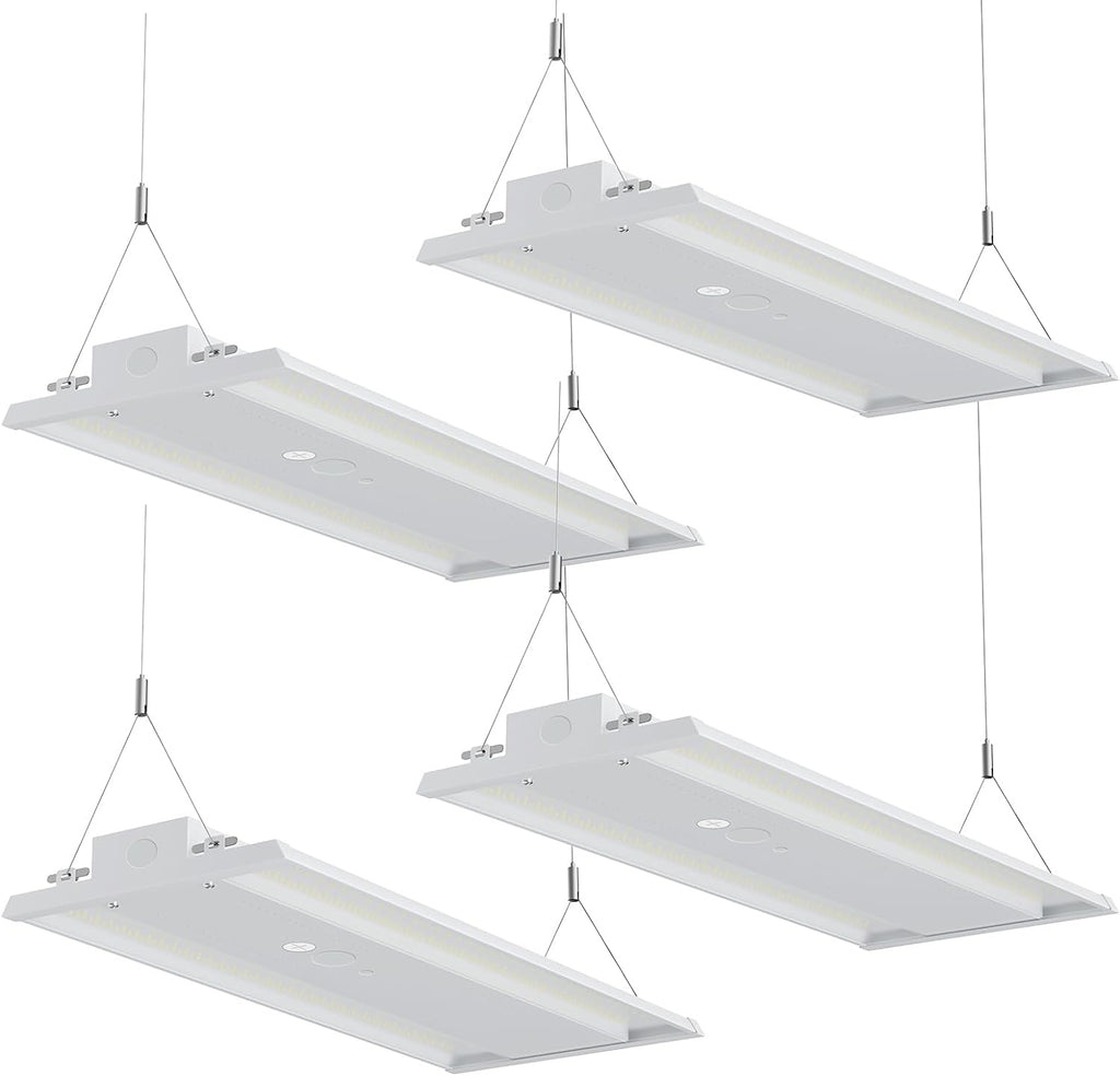 LED Linear High Bay Light, 130W 19500LM High Bay LED Shop Lights, 120-277V, 5000K, 0-10V Dimmable LED Shop Light, Linear High Bay Light for Warehouse Workshops, UL Complied, 4 Pack