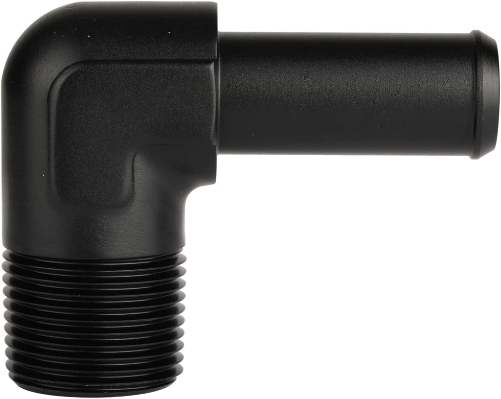 3/4 NPT Male to 3/4" Hose Barb Fitting Adapter 90 Degree Elbow Aluminum Black