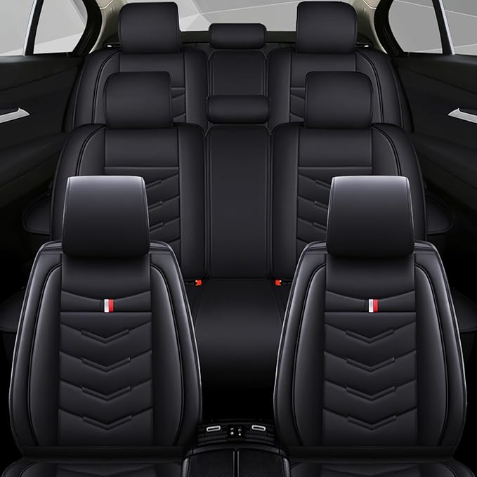 Car Seat Cover 7 Seats for Ford Explorer 2000-2025, Waterproof Durable Compatible Airbag, Premium Leather Seat Protector(7 Seats Standard,Black)