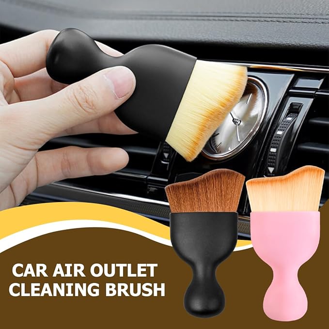 Blilo Car Interior Detailing Brush with Dust Cover, Auto Soft Hair Cleaning Brushes, Scratch Free Curved Dirt Collectors, for Vehicle Dashboard Air Conditioner Vents Leather(White/Purple)