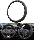 Mandark Car Steering Wheel Cover, 15 Inchs Microfiber Leather Non-Slip Vehicle Steering Wheel Protector, Breathable Auto Interior Protection Accessories, Universal for SUV Sedan Truck (Black/Orange)