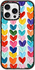 CASETiFY Impact Case for iPhone 16 Pro Max [Slim / 8.2 ft. 4X Military Grade Drop Protection/Compatible with Magsafe] - Clear Polka Daub Hearts - Clear Black