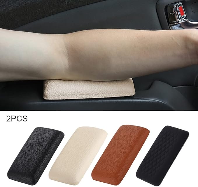 2pcs Car Arm Rest Elbow Pads, Auto Center Console Knee Cushion Adjustable Height Soft Leather Pad Knee Support Pad with Memory Foam for Universal Car Interior Accessories(Black)