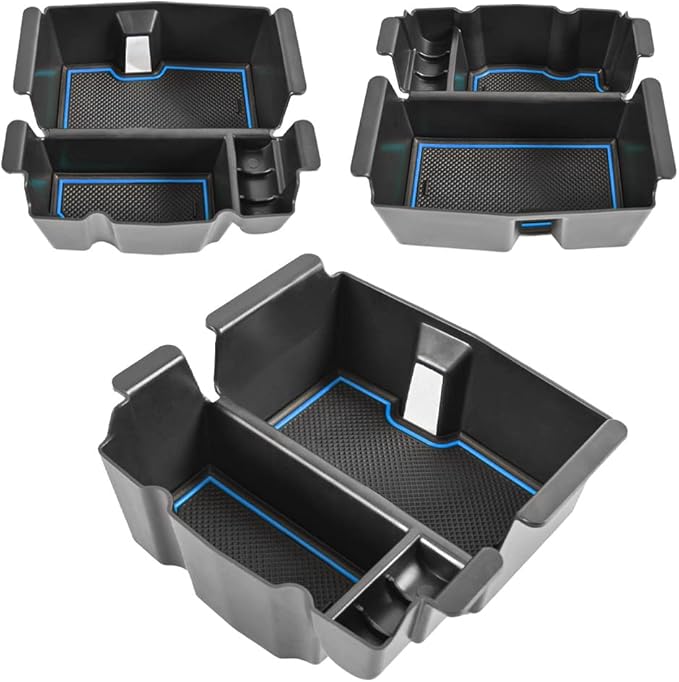 TACOBRO Center Console Organizer Compatible with Jeep Wrangler JL & JLU 2018 2019-2024 2025 2026 Accessories, Gladiator JT Truck 2020 2021 2022 2023-2026 Insert Tray Armrest Storage Box, Blue