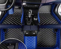 Custom Making Car Floor Mats Protection Pads for 99% Sedan/Coupe/Hatchback/SUV/Pickup Men Women Car Floor Mats Coverage Pads Anti-Slip Leather Floor Lining (Blue+Black Beige)