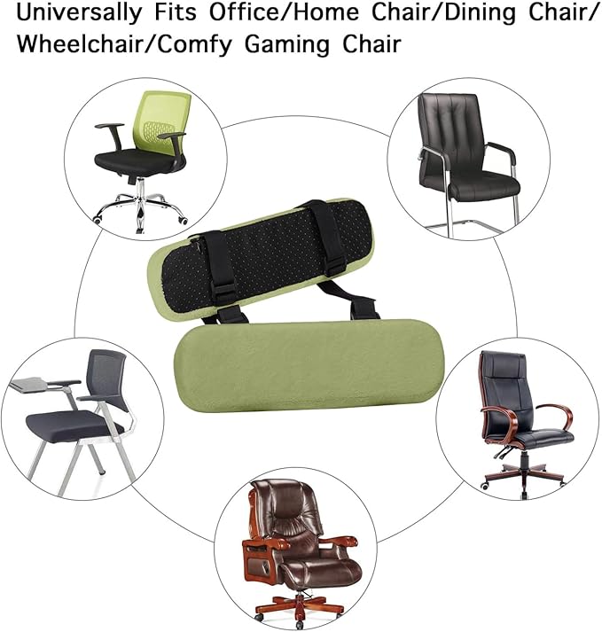MOSISO Chair Armrest Pads (2 Pack), Memory Foam Home/Office Chair Arm Rest Covers Comfy Computer Gaming Elbow Cushion Removable Washable Elbow Support Forearm Pressure Relief, Olive Green