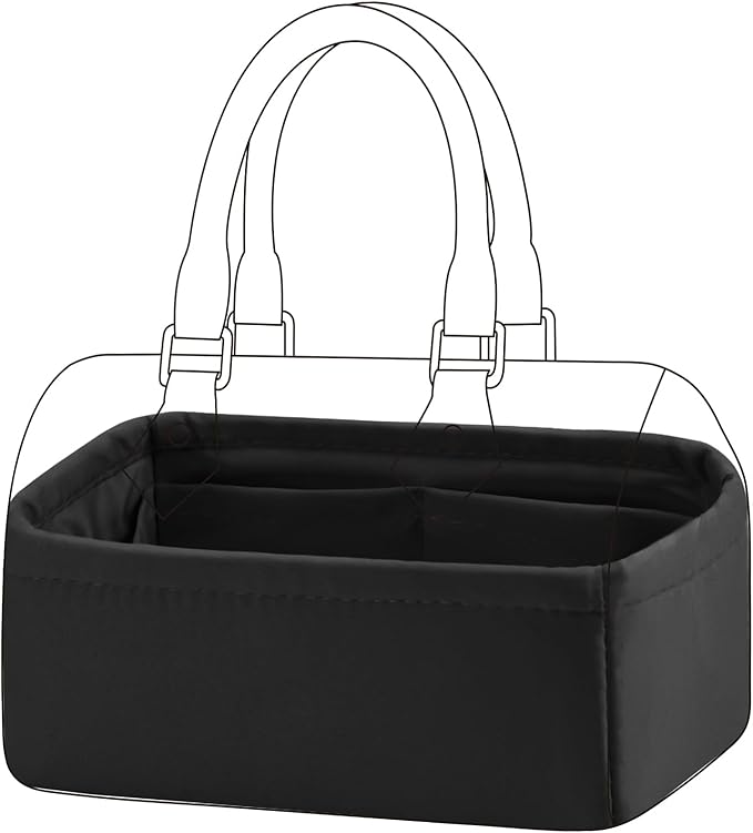 DGAZ Silk Purse Organizer Insert Fits LV Speedy 16/20/25/30/35/45 bags，Silky Smooth Bag Organizer，Luxury Handbag & Tote Shaper（Black，New nano 16）