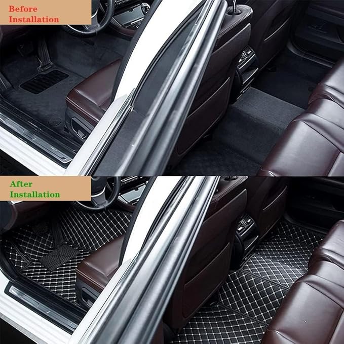 Custom Making Car Floor Mats Protection Pads for 99% Sedan/Coupe/Hatchback/SUV/Pickup Men Women Car Floor Mats Coverage Pads Anti-Slip Leather Floor Lining (Grey+Black Beige)