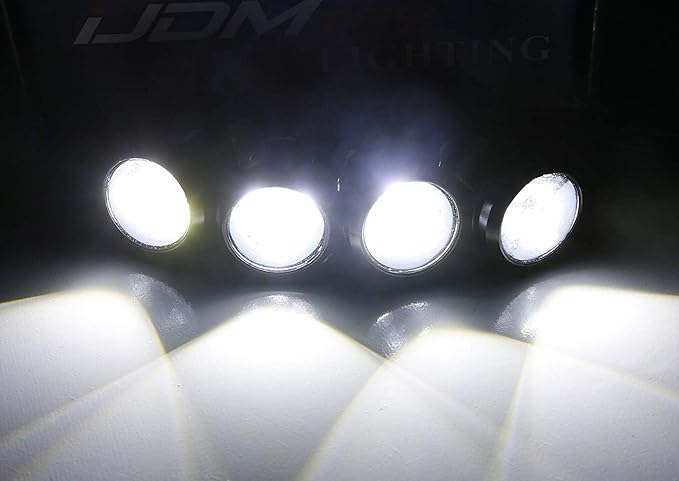 iJDMTOY 4pc Set Custom Retrofit Xenon White Front Grille Mesh Mount LED Lighting Kit Compatible with Trucks SUVs