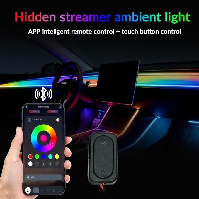 Interior Car Strip Lights Dreamcolor Acrylic Car Decorative Lights with APP Control Multicolor Internal Lighting Kit Music&DIY Function Ambient Fiber Optic Strip LEDs