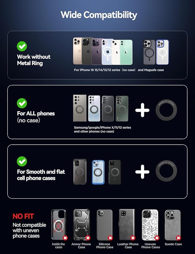 JOYROOM Vacuum Magnetic Phone Holder for Car, Strongest Suction Cup Phone Mount, 360° Adjustable Magsafe Car Mount, Foldable Car Phone Holder for iPhone 17 Pro Max 16 15 14 13 12 Plus/Android