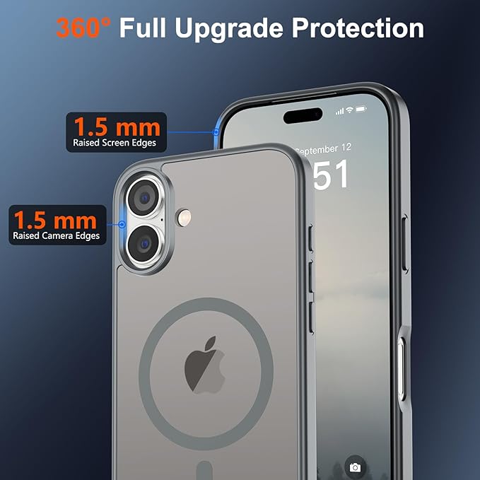 SUPFINE Magnetic for iPhone 17 Case (Compatible with MagSafe)(Military Grade Drop Protection) Translucent Matte Shockproof with Anti-Fingerprint Phone Cover 2025,Gray