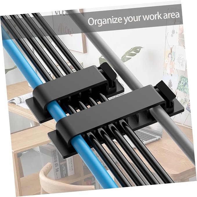 HOMSFOU 12pcs Cable Organizer Clips for Efficient Wire Management Adhesive for Home Office and Car Easy to Install Compact Design for Tidy Spaces