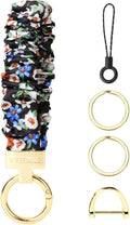 WEESMILE Keychain Wristlet, Stretchy Key Chain for Car Keys with D ring, Cute Scrunchie Wrist Bracelet for Women Men