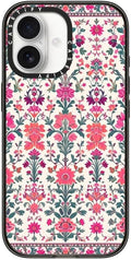 CASETiFY Impact iPhone 17 Case [Slim/Compatible with Magsafe / 8.2 ft. 4X Military Grade Drop Protection] - Persian Floral - Rose - Clear Black
