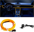 EL Wire LED Strip Lights, 10FT/3M USB Auto Neon Light Strip with Sewing Edge, Electroluminescent Car Ambient Lighting Kits with Fuse Protection, Car Decoration Accessories (Yellow)