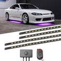 LEDGlow 4pc Purple Flexible Car Slimline LED Underbody Underglow Accent Neon Lighting Kit - 4 Unique Patterns - Water Resistant, Low Profile Tubes - Includes Control Box & Remote