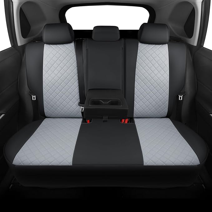 GIANT PANDA Customized Full Set Car Seat Covers Fit for Toyota Rav4 2019 2020 2021 2022 2023 2024 2025 Rav 4 Hybrid(XLE/LE/XLE Premium/Limited),Front & Rear/Back accessories, Faux Leather (Black+Grey)