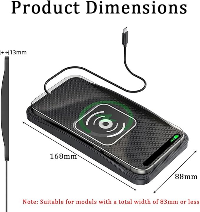 Wireless Car Charger Pad for Ford Explorer 2000-2026, Type-C/USB 20W Car Wireless Charger Non-Slip Phone Charging Pad Car Accessories,A 30cm Cable Type-C Plug