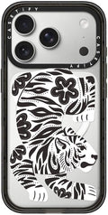 CASETiFY Impact iPhone 17 Pro Case [Slim/Compatible with Magsafe / 8.2 ft. 4X Military Grade Drop Protection] - Silver Tiger - Clear Black