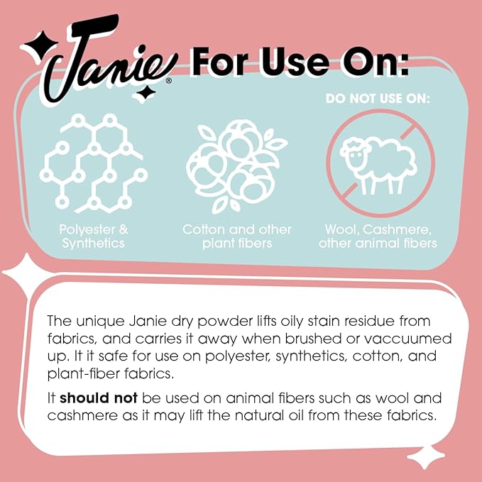Janie Dry Stick Spot Cleaner (1.8 oz) – Instant Stain Remover Stick for Upholstery – Magic Eraser Pen for Furniture Stains – Compact, Safe, and Easy to Use