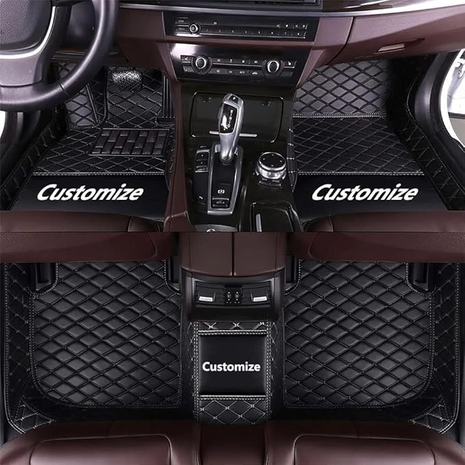 Custom Making Car Floor Mats for 98% Sedan SUV Car Protection Full Coverage Mats Anti-Slip Leather Floor Liners All Weather Car Floor Mats (Black)