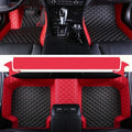 Customize Car Floor Mats for 99% Sedan SUV Sports Car All Weather Leather Full Coverage Waterproof Non-Slip Vehicle Lining Pads (Black red Stitching)