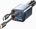 SUPERONE Retractable Car Charger, [Ultra-Compact] 6-Port Car Charger USB C, iPhone Car Chargers Fast Charging with Dual USB C Cables, RV Power Adapter for iPhone 17/16/15/14/13/12 Series