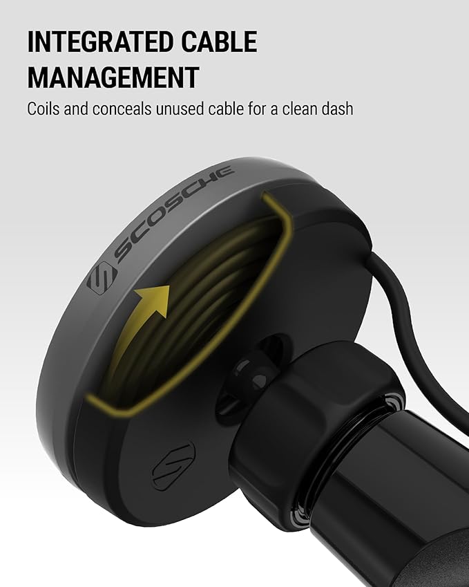 Scosche Qi2 MagSafe Car Mount, 15W Wireless Charging Suction Cup Phone Mount, Magnetic Windshield/Dashboard Cell Phone Holder with Fast USB-C Car Charger Compatible with iPhone 16/15/14/13/12, S25