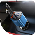 [2026 Ultra-Compact] Retractable Car Charger USB C 84W Car Accessories Adapter for iPhone 16 Fast Charging, Car Travel Essentials Gifts for Women Men, Car Phone Charger for iPhone 16e 15 Pro Max, Blue