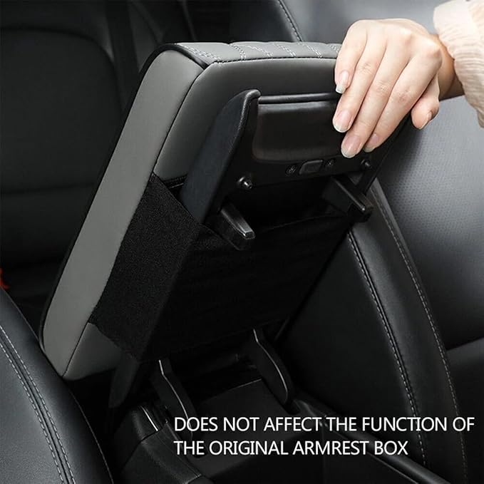 Car Center Console Cover, Memory Foam Leather Vehicle Armrest Seat Box Pad Protector, Comforable Waterproof Automotive Center Middle Cushion Mat Accessories, Universal Fit (Black)